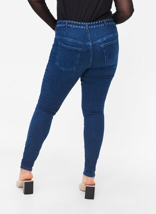 Super slim Amy jeans med nagler, Dark blue, Model image number 1
