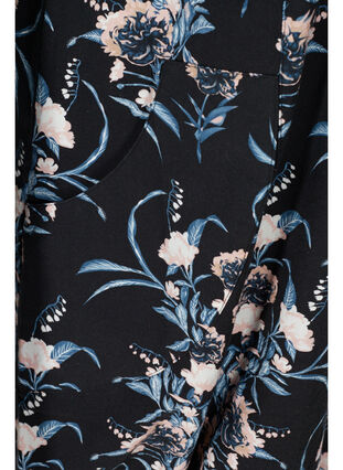 Kortermet bomullskjole med mønster, Black Flower, Packshot image number 3