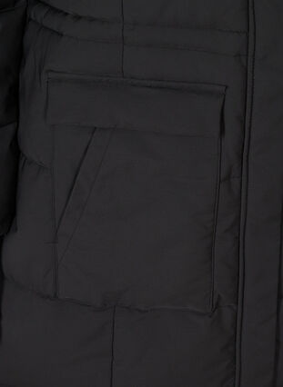 Lang vinterjakke med justerbar midje, Black, Packshot image number 3