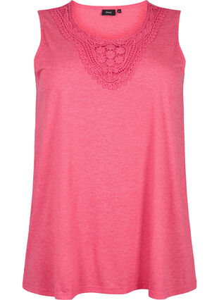 Ermeløs topp med blonder, Bright Rose Mel., Packshot image number 0