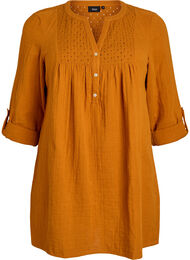Bomulds muslin-tunika med broderie anglaise, Pumpkin Spice