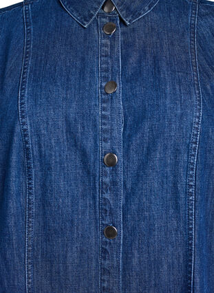 Zizzi Midi-lang denim skjortekjole, Blå, Packshot image number 2