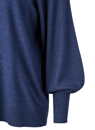 Strikkegenser med viskose og ballongermer, Dress Blues Mel., Packshot image number 2