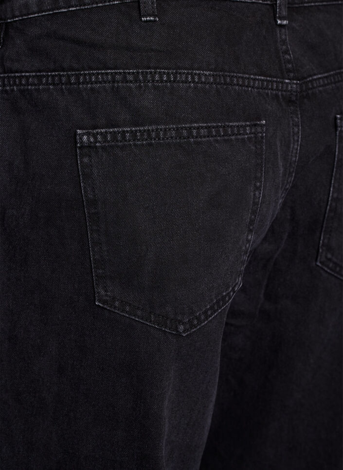 Straight fit jeans med knytebelte, Black, Packshot