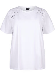 T-skjorte i økologisk bomull med broderidetaljer, Bright White