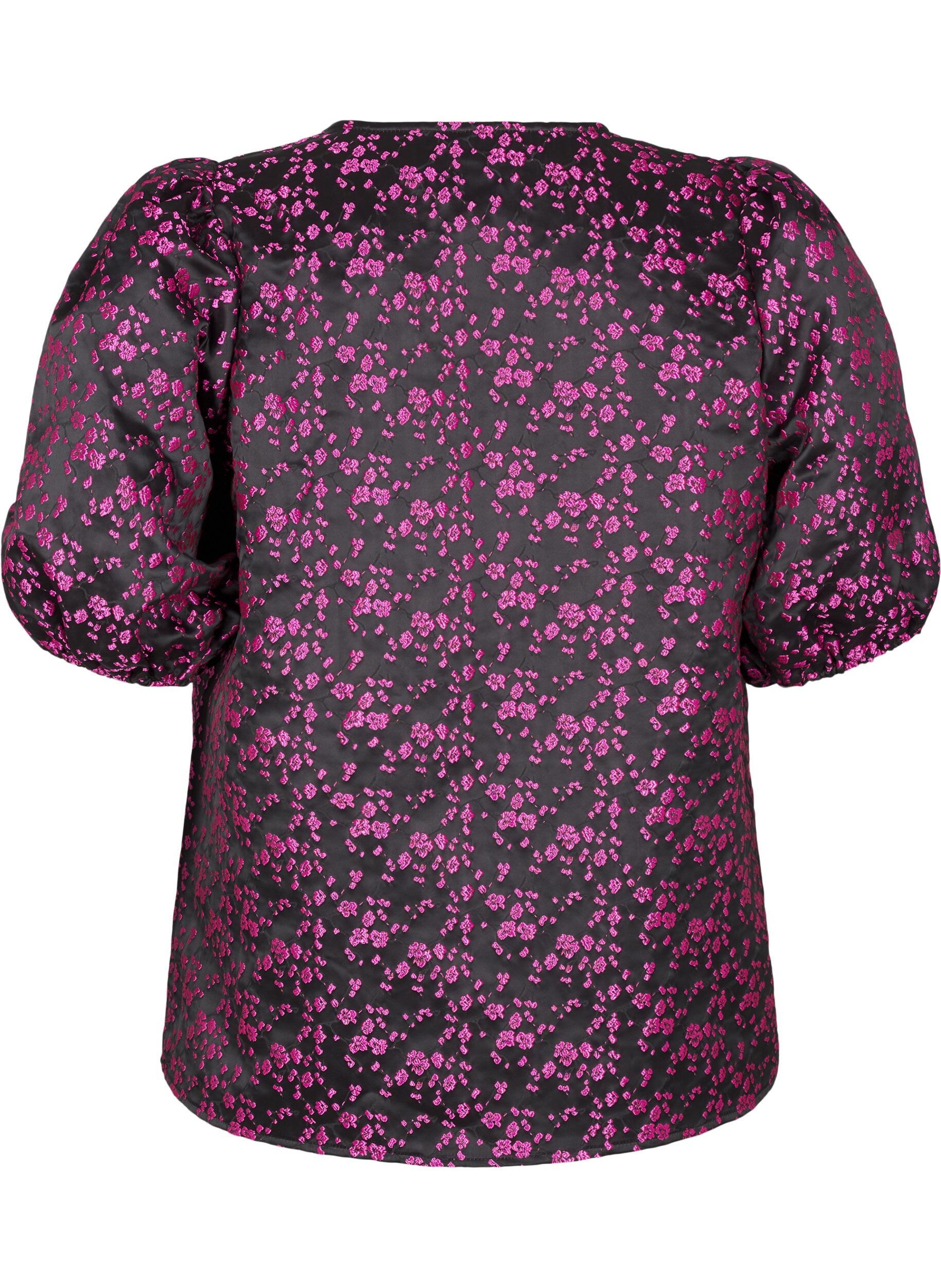 Zizzi Brodert bluse med korte ermer, Svart, Packshot image number 1