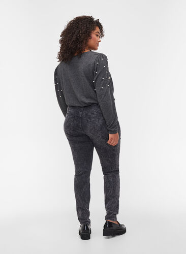 Amy jeans med høyt liv, Grey Denim, Model image number 1