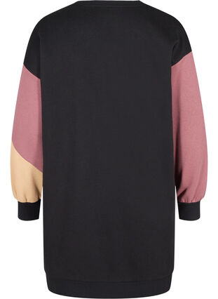 Lang genser med colorblock, Black Color Block, Packshot image number 1