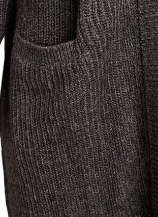 Zizzi FLASH - Lang ribbestrikket cardigan med lommer, Grå, Packshot image number 3