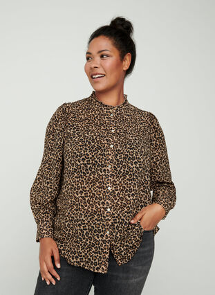 Skjorte med leopardprint, Leo, Model image number 0