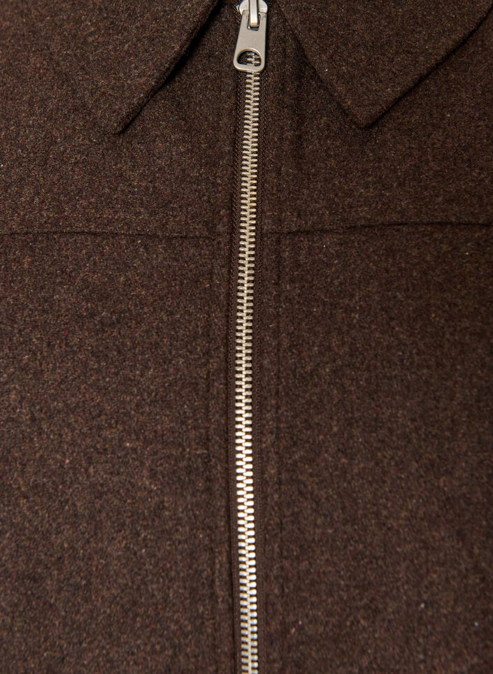 Kort jakke med skjortekrage og glidel&aring;s, Brun, Packshot image number 2