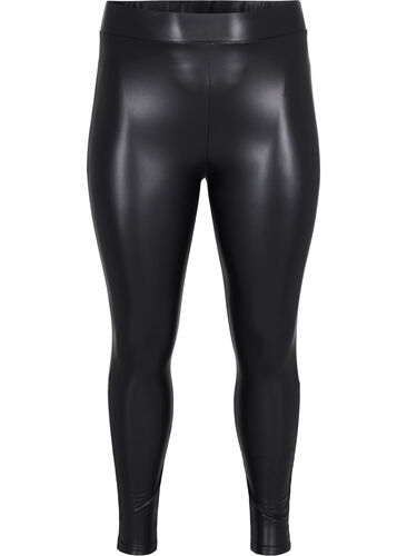 Stretchy coated leggings, Black, Packshot image number 0