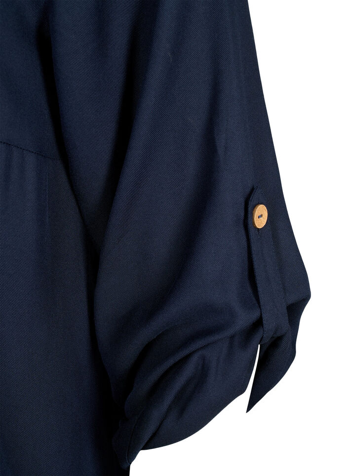 Viskosetunika med hette, Navy Blazer, Packshot image number 3