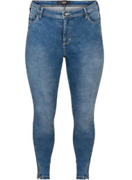 Cropped Amy jeans med glidelåsdetaljer, Blå