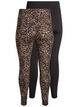 2-pack lange leggings med regular midje, Svart, Packshot image number 1