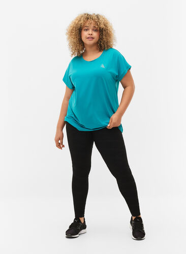 Kortermet trenings T-skjorte, Deep Peacock Blue, Model image number 2