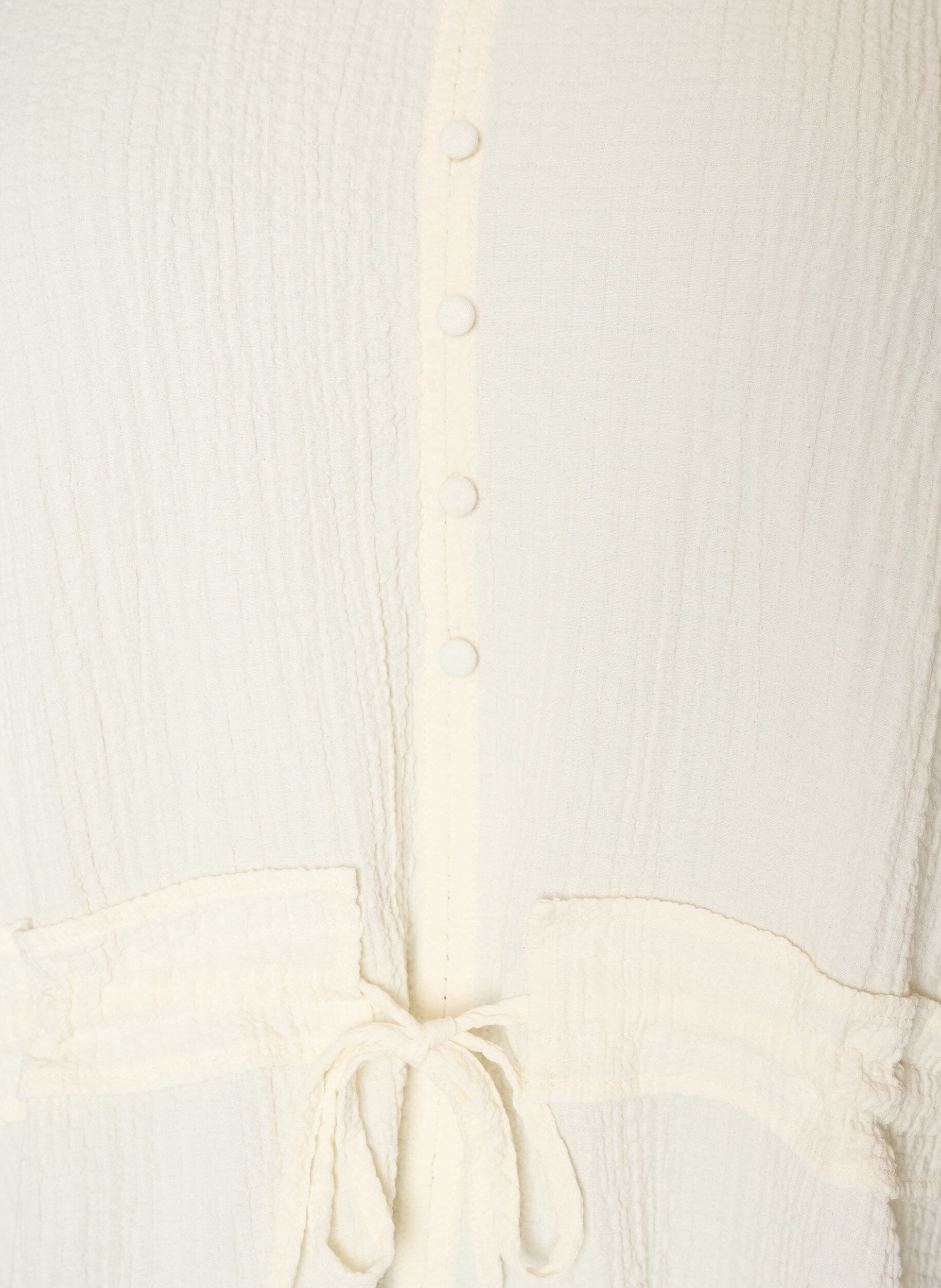 ZizziBluse med tekstur og knytebelte, Vanilje, Packshot image number 2