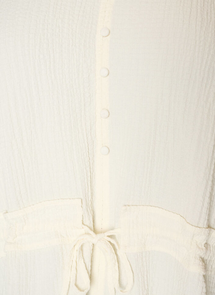 Bluse med tekstur og knytebelte, Vanilje, Packshot image number 2