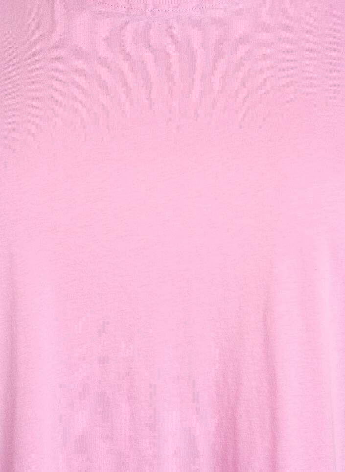 Basic T-skjorte i bomull med rund hals, Rosa, Packshot image number 2