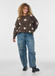 Strikkebluse med prikket m&oslash;nster, Brun, Model image number 1