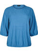 Bluse med tekstur og 3/4 ermer, Bl&aring;, Packshot image number 0