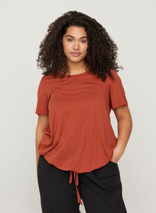 Kortermet T-skjorte med justerbar bunn, Arabian Spice, Model image number 0