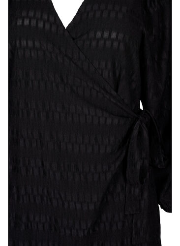 Omslagskjole med lange ermer, Black, Packshot image number 2