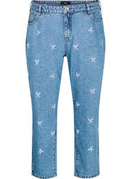 Mille mom-fit jeans med broderi, Blå