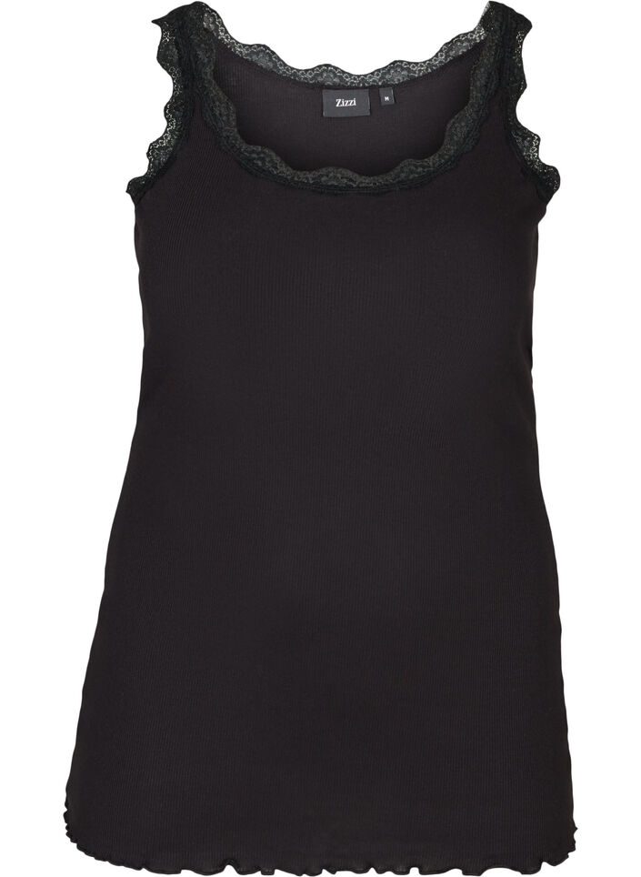 Topp med blondekant, Svart, Packshot image number 0