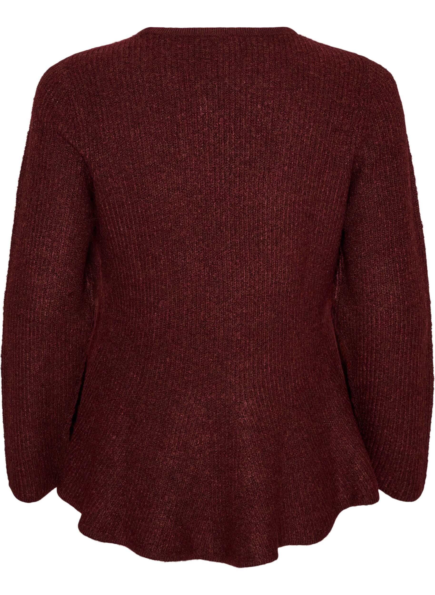 ZizziA-line strikkebluse, R&oslash;d, Packshot image number 1