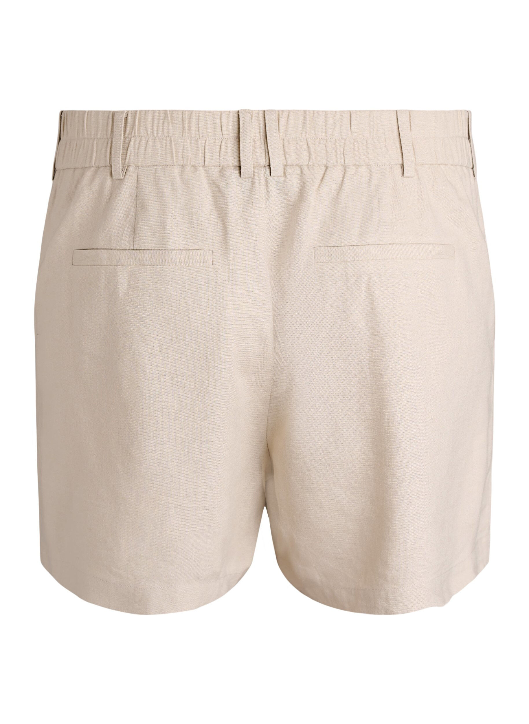 Zizzi Bermudashorts med h&oslash;y midje i lin og viskose, Beige, Packshot image number 1