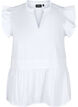 Ermeløs topp med knappelukking og volangdetaljer, Hvit, Packshot image number 0
