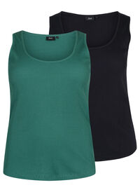 Basis tanktopp i en ribbet struktur, 2 stk.