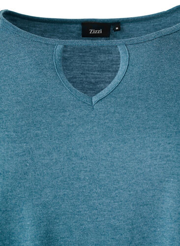 Melange bluse med lange ermer, Legion Blue Mel., Packshot image number 3