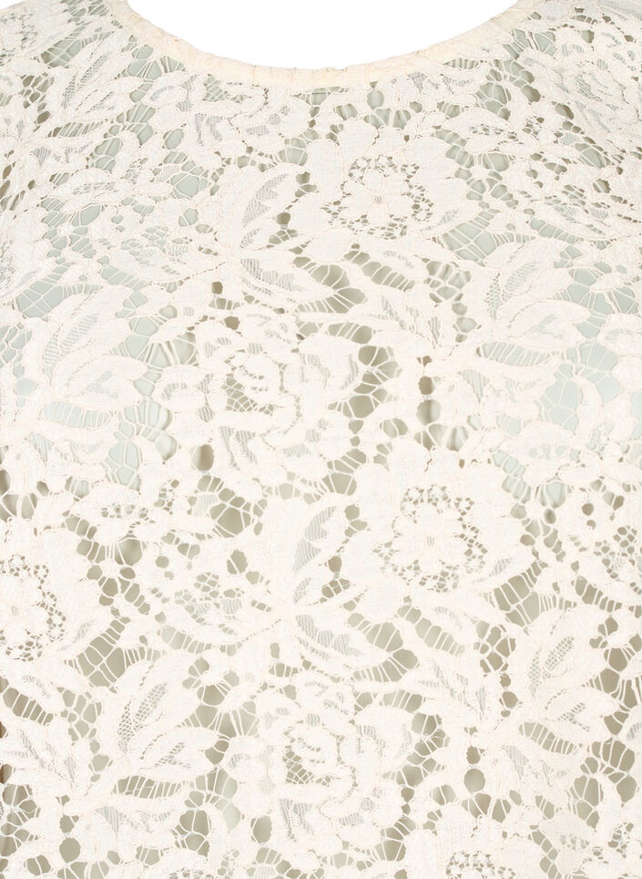 FLASH – Bluse med lange ermer og blonder, Birch, Packshot image number 2