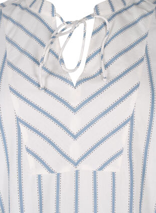 Zizzi Stripet bluse med knyteutstyr, Hvit, Packshot image number 2