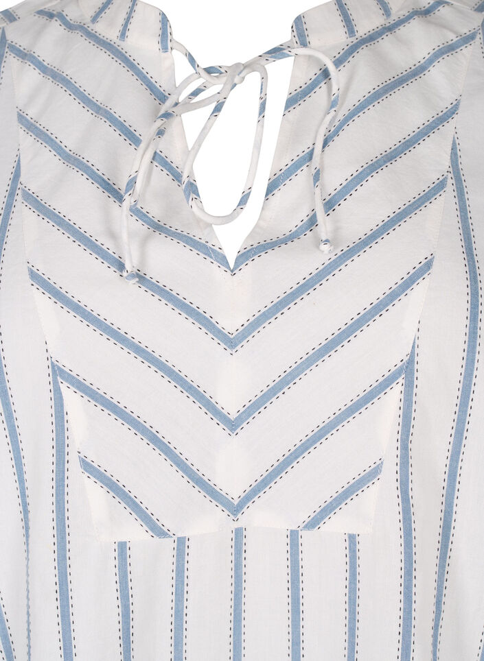 Stripet bluse med knyteutstyr, Hvit, Packshot image number 2