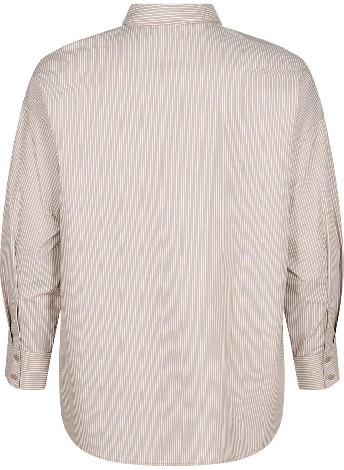 Løs langermet skjorte med striper, Brun, Packshot image number 1