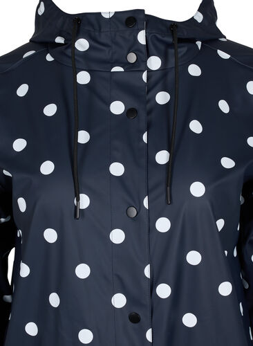 Mønstrete regnjakke med hette, Navy Blazer W/Dots, Packshot image number 2