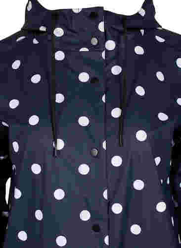 Mønstrete regnjakke med hette, Navy Blazer W/Dots, Packshot image number 2