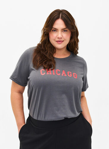 Zizzi FLASH - T-skjorte med motiv, Iron Gate Chicago, Model image number 0
