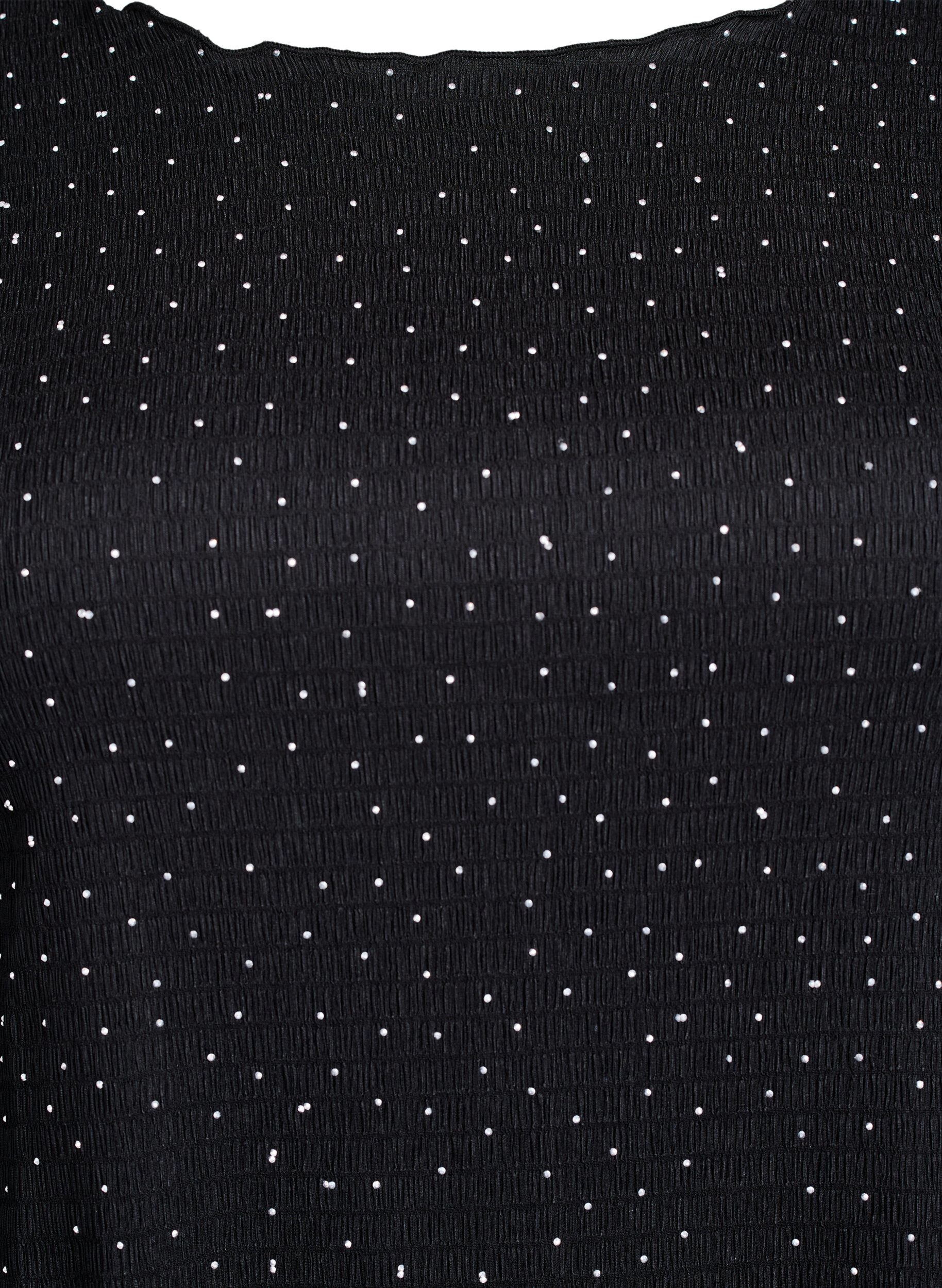 Zizzi Kjole med rhinesteiner og b&oslash;lgekant, Svart, Packshot image number 2