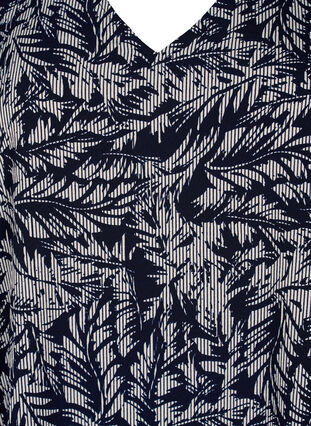 FLASH - Tunika med V-hals og mønster, Off White Blue Leaf, Packshot image number 2