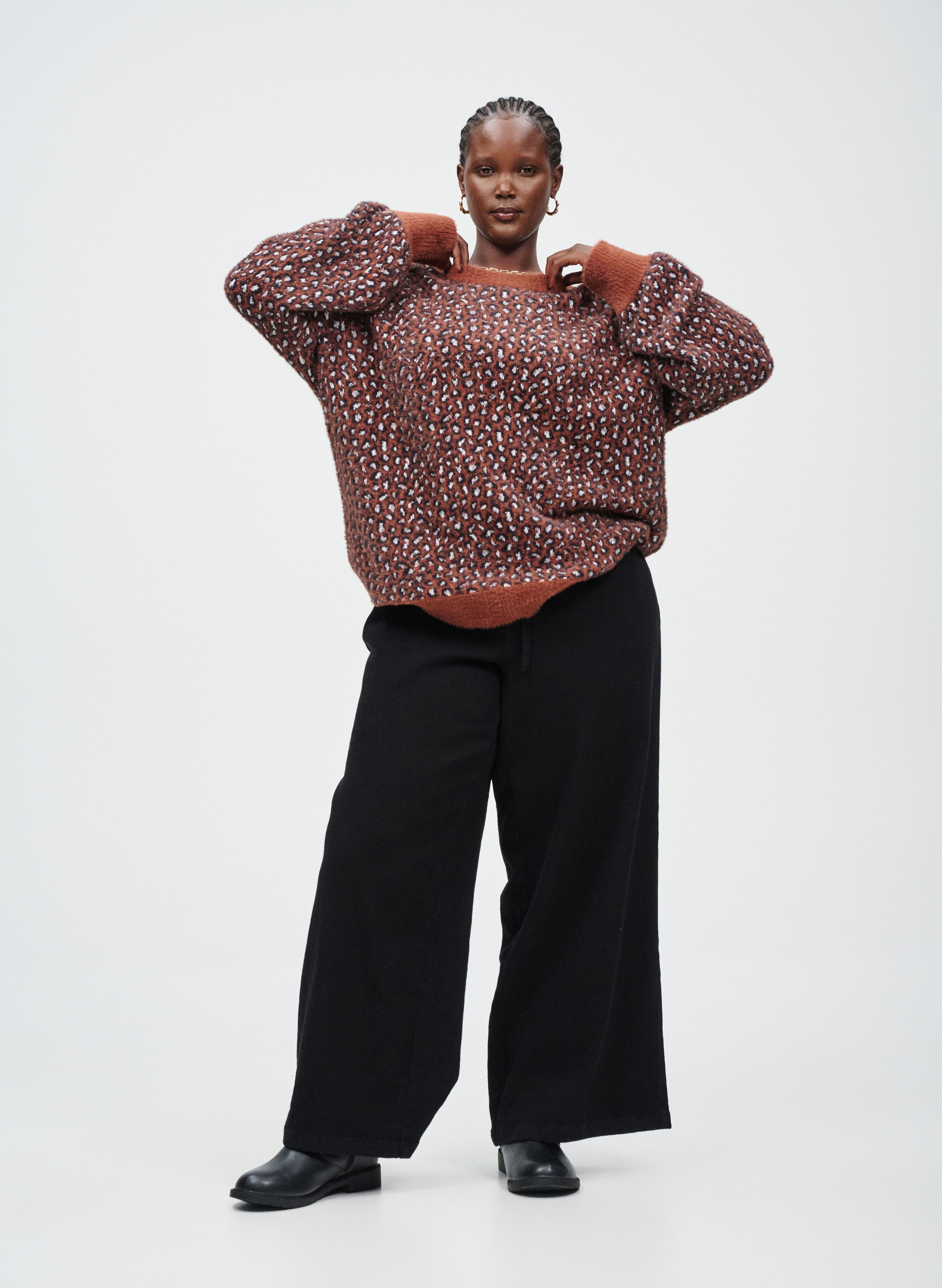 Strikket genser med leopardm&oslash;nster, , Model