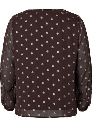 Bluse med trykk og v-hals, Fudge/Gold Dots, Packshot image number 1