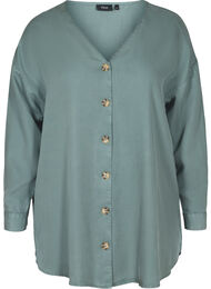 Skjorte i lyocell med v-hals, Balsam Green