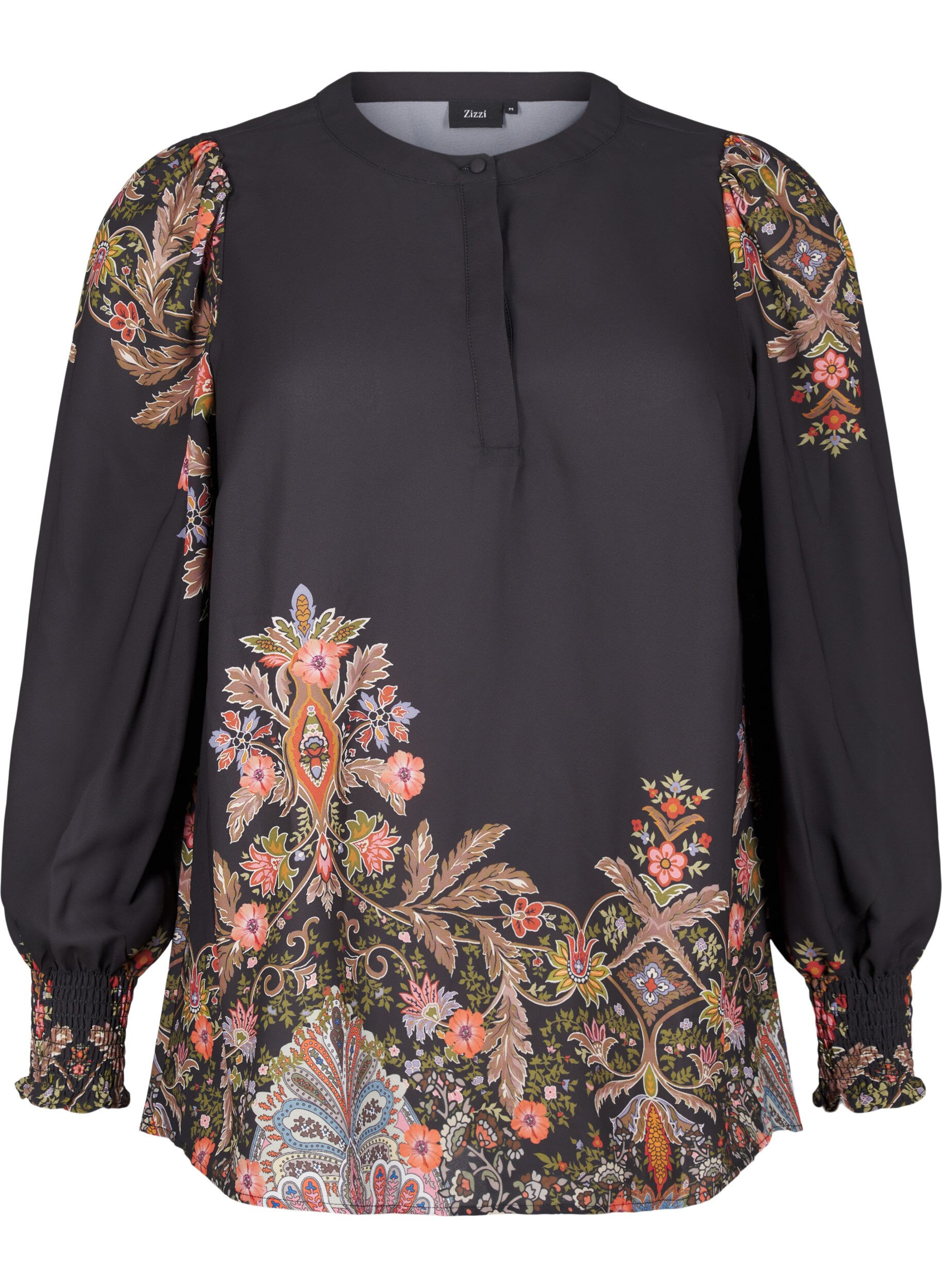 Zizzi Bluse med paisleym&oslash;nster, Black Paisley, Packshot image number 0