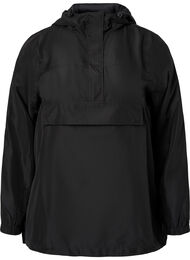 Anorak med hette og lomme, Black