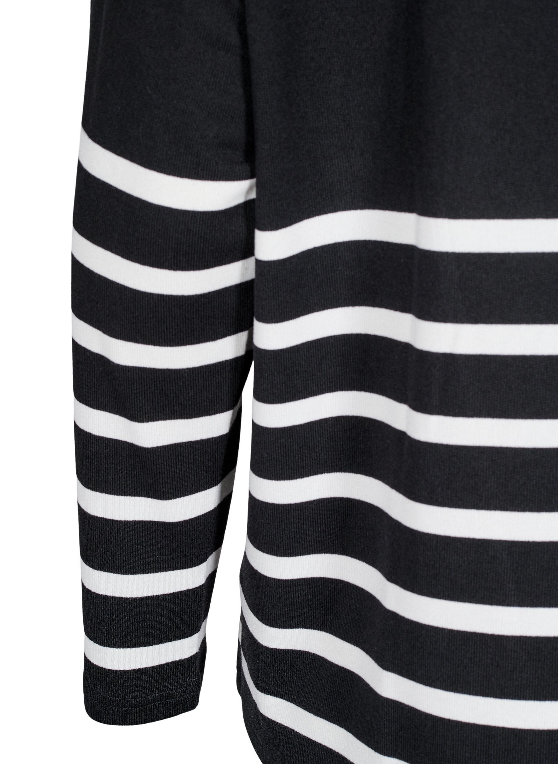 Zizzi Bluse med h&oslash;y hals og lange ermer, Svart, Packshot image number 3