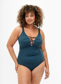 Badedrakt med snøredetalj, Dark Sea Badedrakt med snøredetalj, Dark Sea, Model